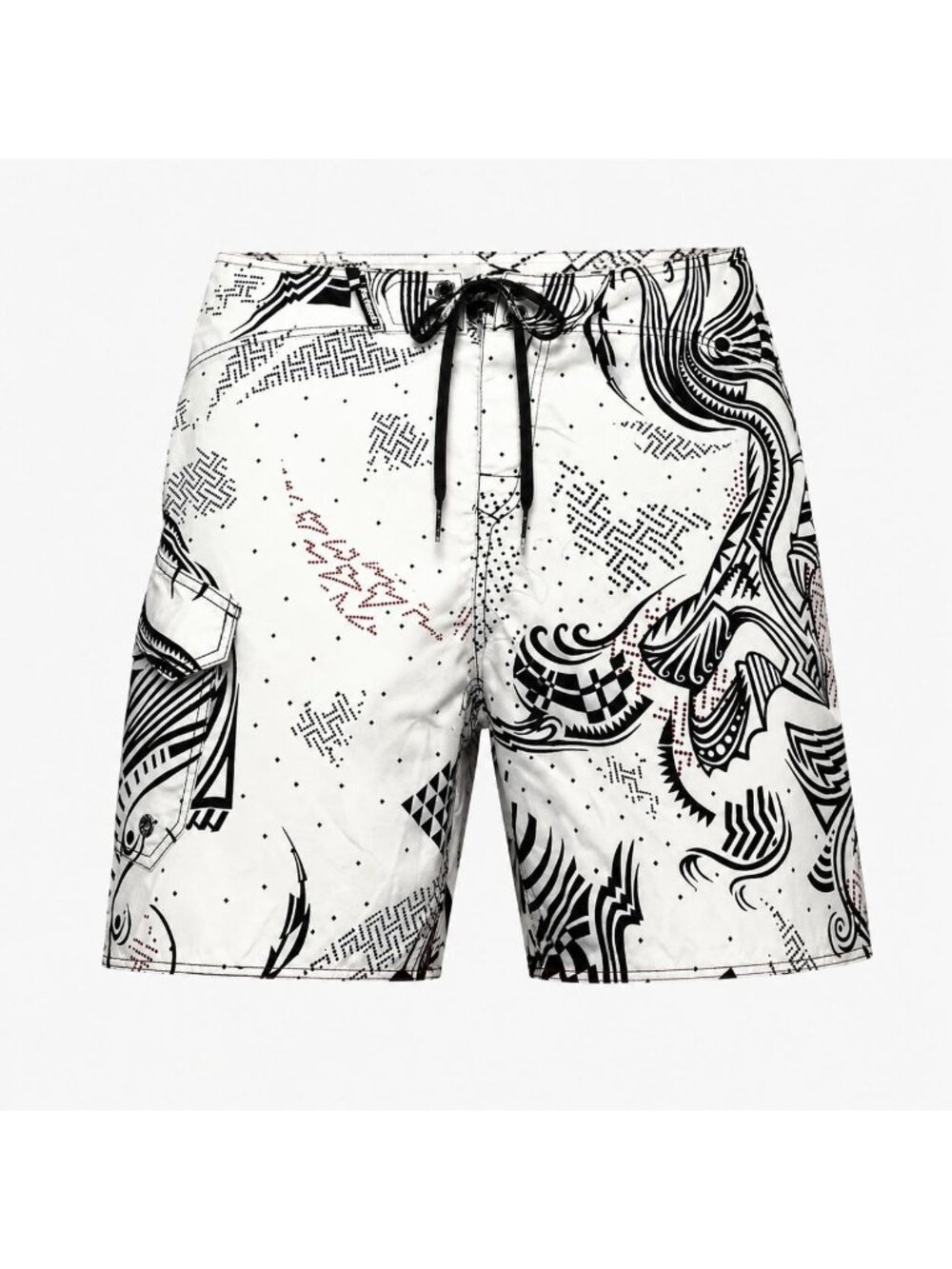 Fox Riders Co 33 White Black Leaf Patterned Boardshorts Occasionwear Surf  Style